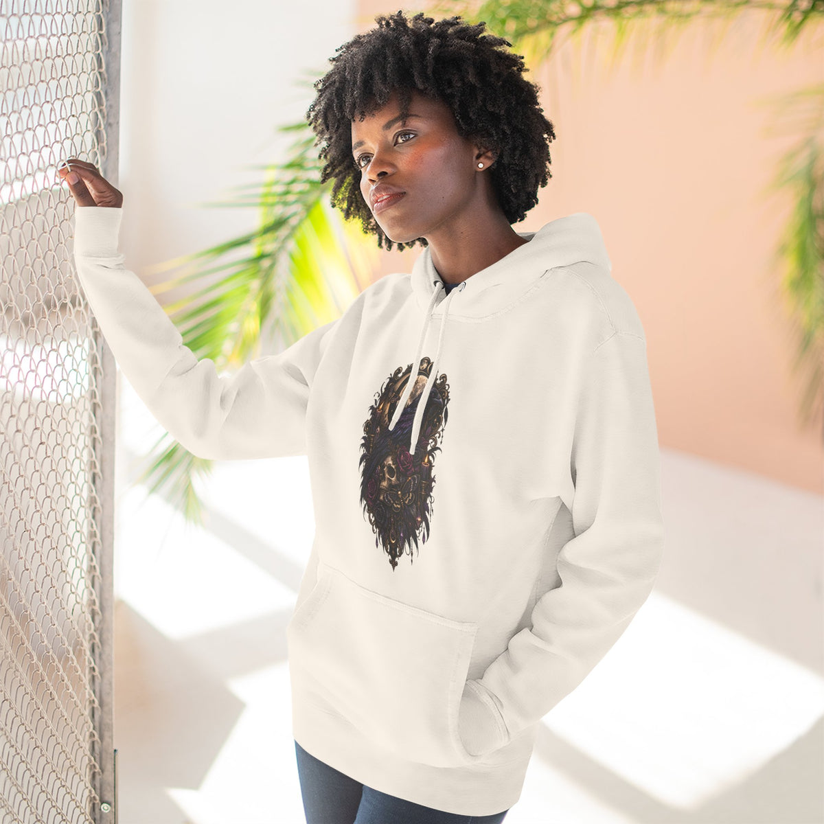 Raven Skull Graphic Hoodie — Gothic Fleece Pullover