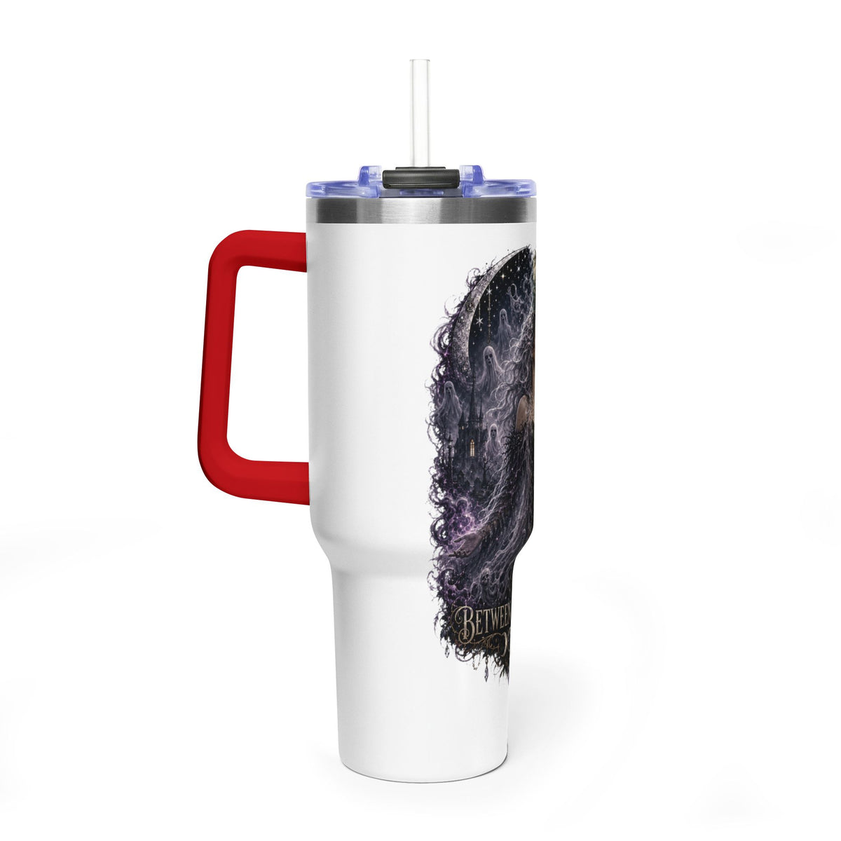 40oz Vacuum Tumbler — "Between Worlds" Mystical Forest Goddess Design