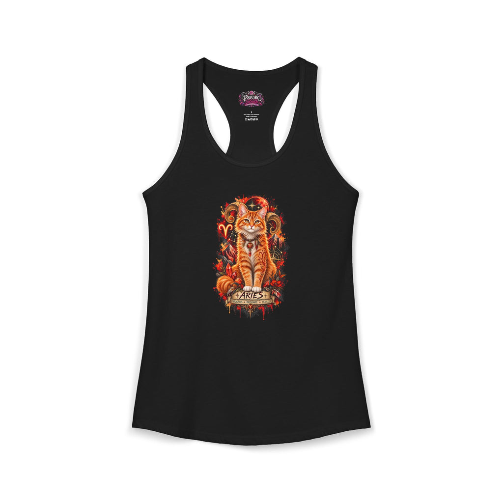 Aries Orange Tabby Cat Zodiac Tank- Celestial Astrology Cat Lover Tank