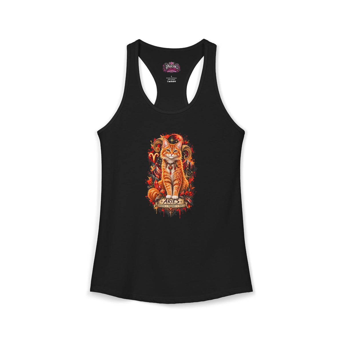 Aries Orange Tabby Cat Zodiac Tank- Celestial Astrology Cat Lover Tank