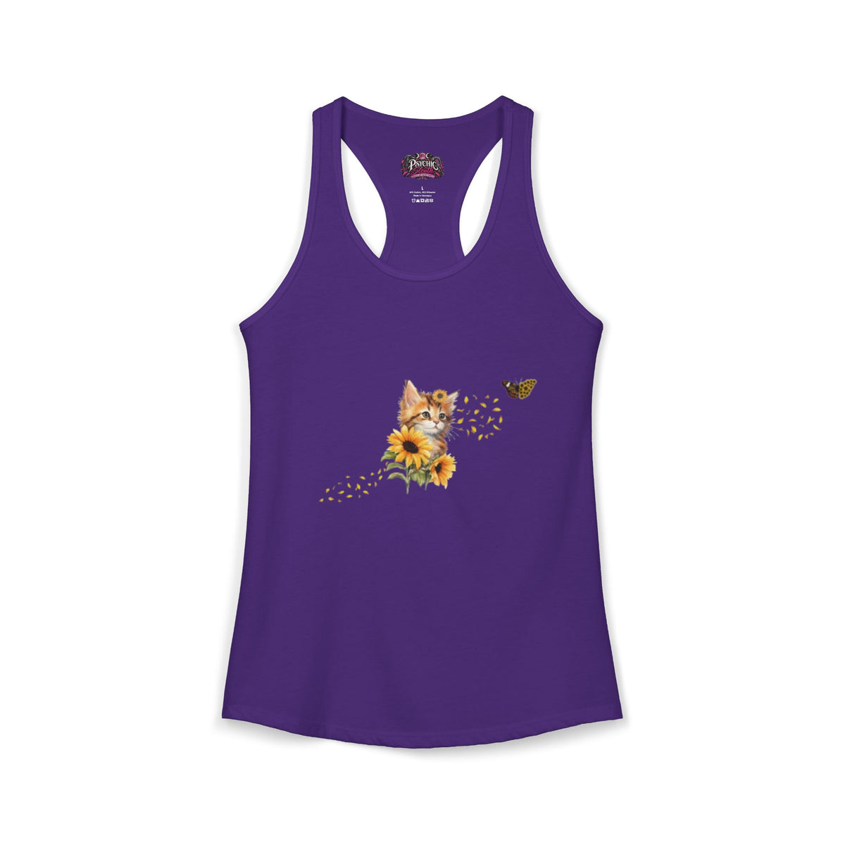Kitten Sunflower Chasing Butterfly Tank
