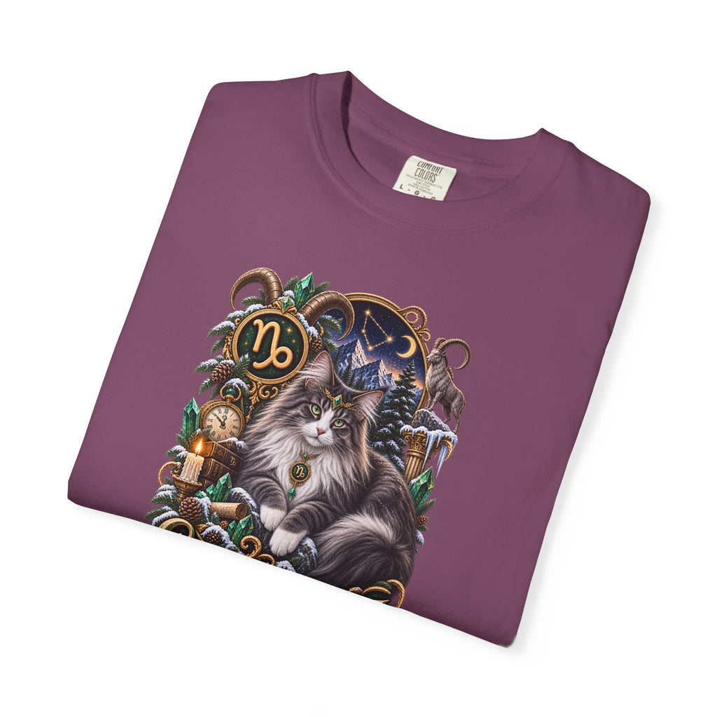 Capricorn Zodiac Norwegian Mountain Cat T-Shirt — Astrological Horoscope Tee