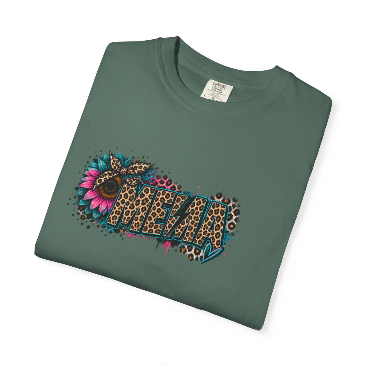 MEMA Leopard Floral Logo T-Shirt — Vintage Animal Print Graphic Tee