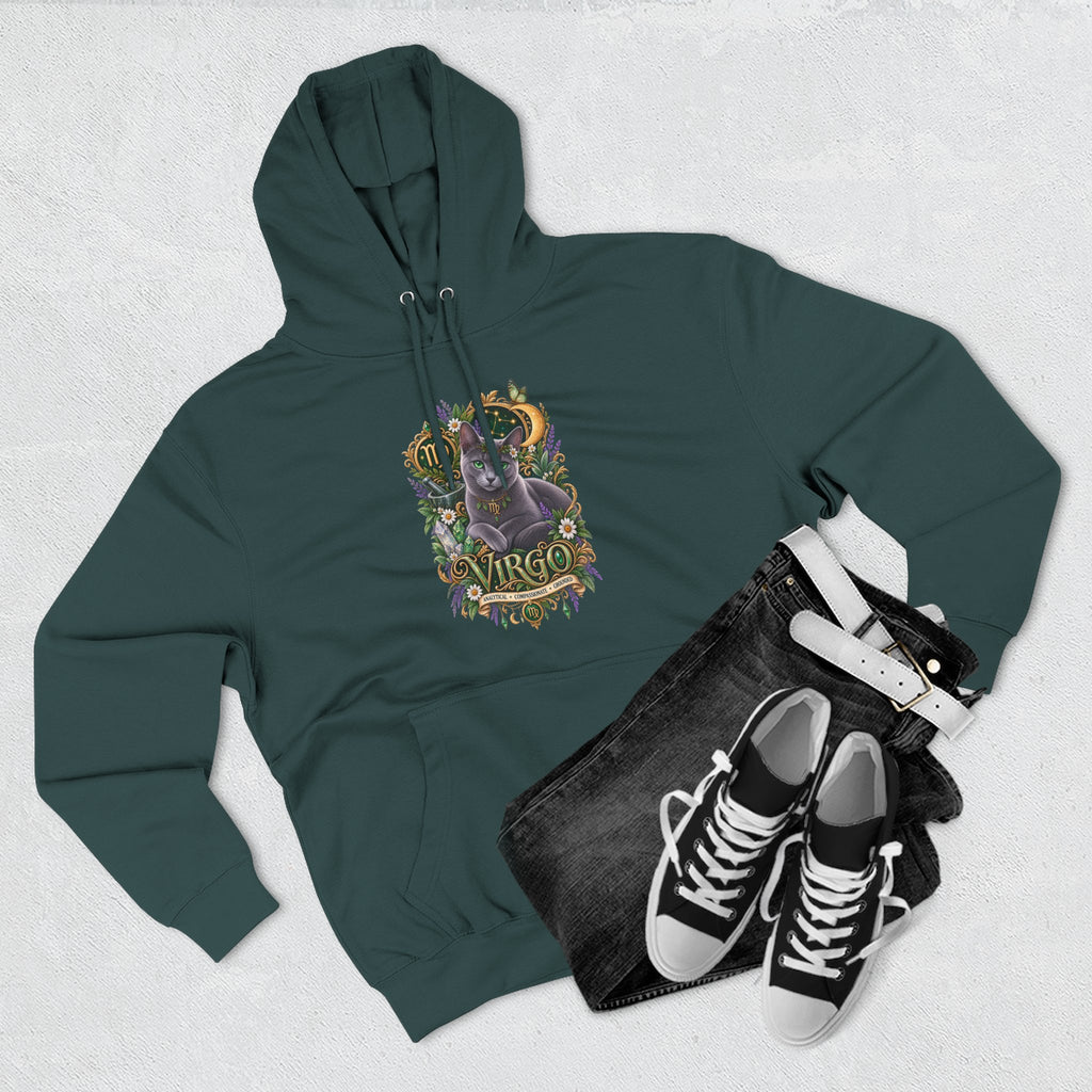Virgo Russian Blue Cat Zodiac Hoodie — Astrological Virgo Horoscope Pullover