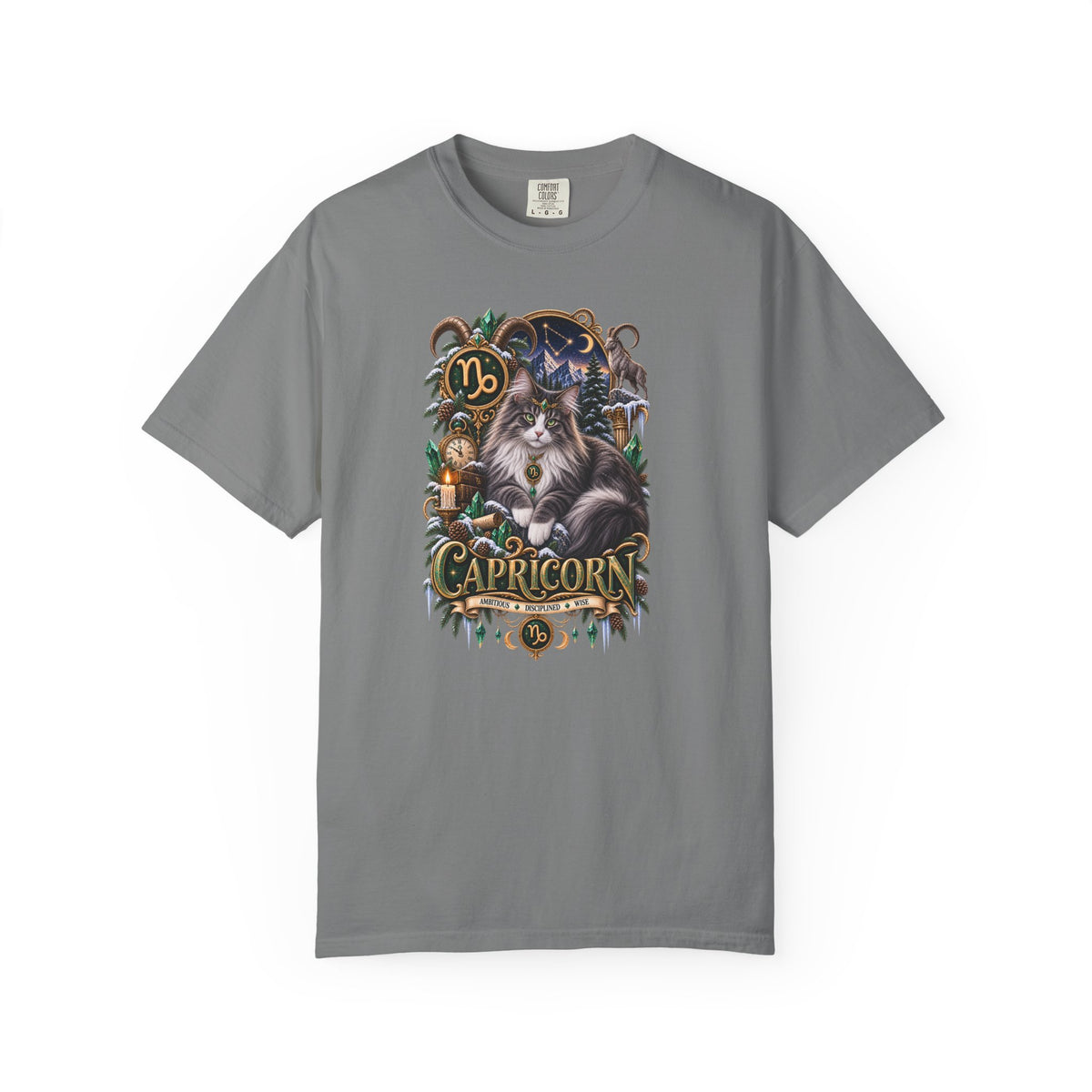 Capricorn Zodiac Norwegian Mountain Cat T-Shirt — Astrological Horoscope Tee
