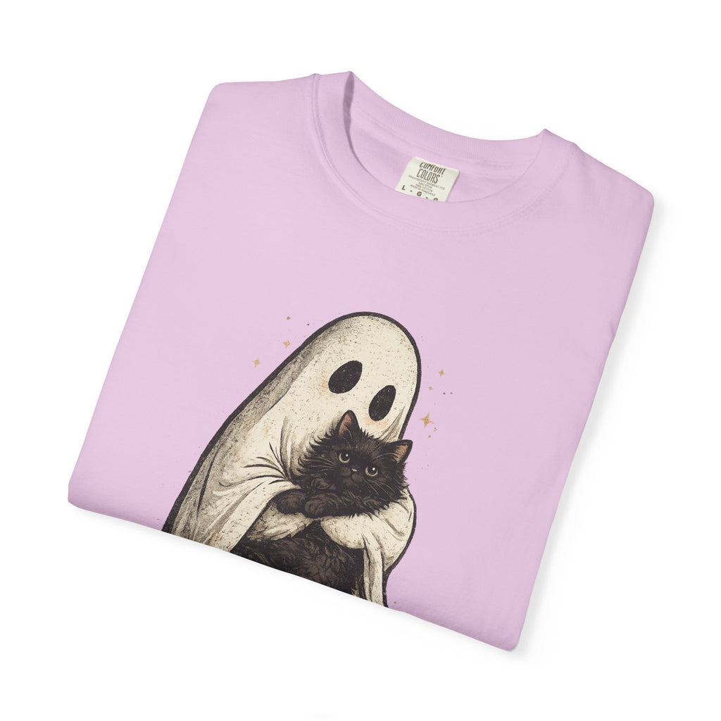Ghost Hug T-Shirt — Cute Ghost Holding Cat Graphic Tee