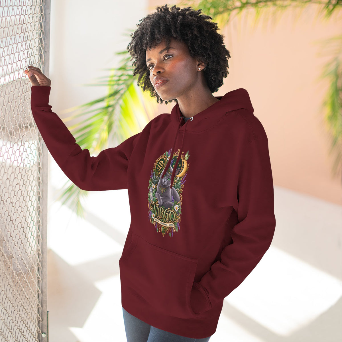 Virgo Russian Blue Cat Zodiac Hoodie — Astrological Virgo Horoscope Pullover