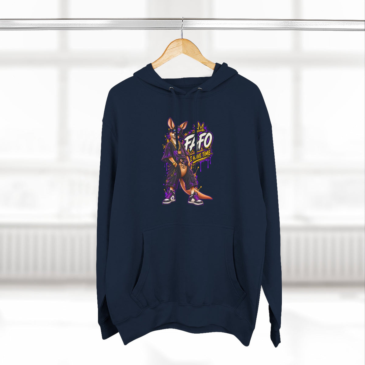 Streetstyle Kangaroo Graphic Hoodie — "FAFO" Retro Character Pullover