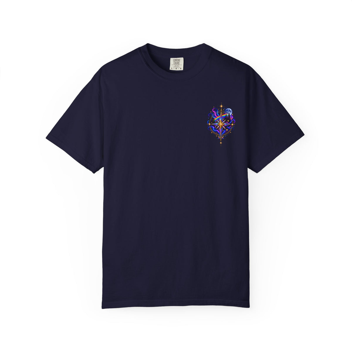 T-Shirt — "Guided by Light, Bound to Truth" Cosmic Forest Graphic