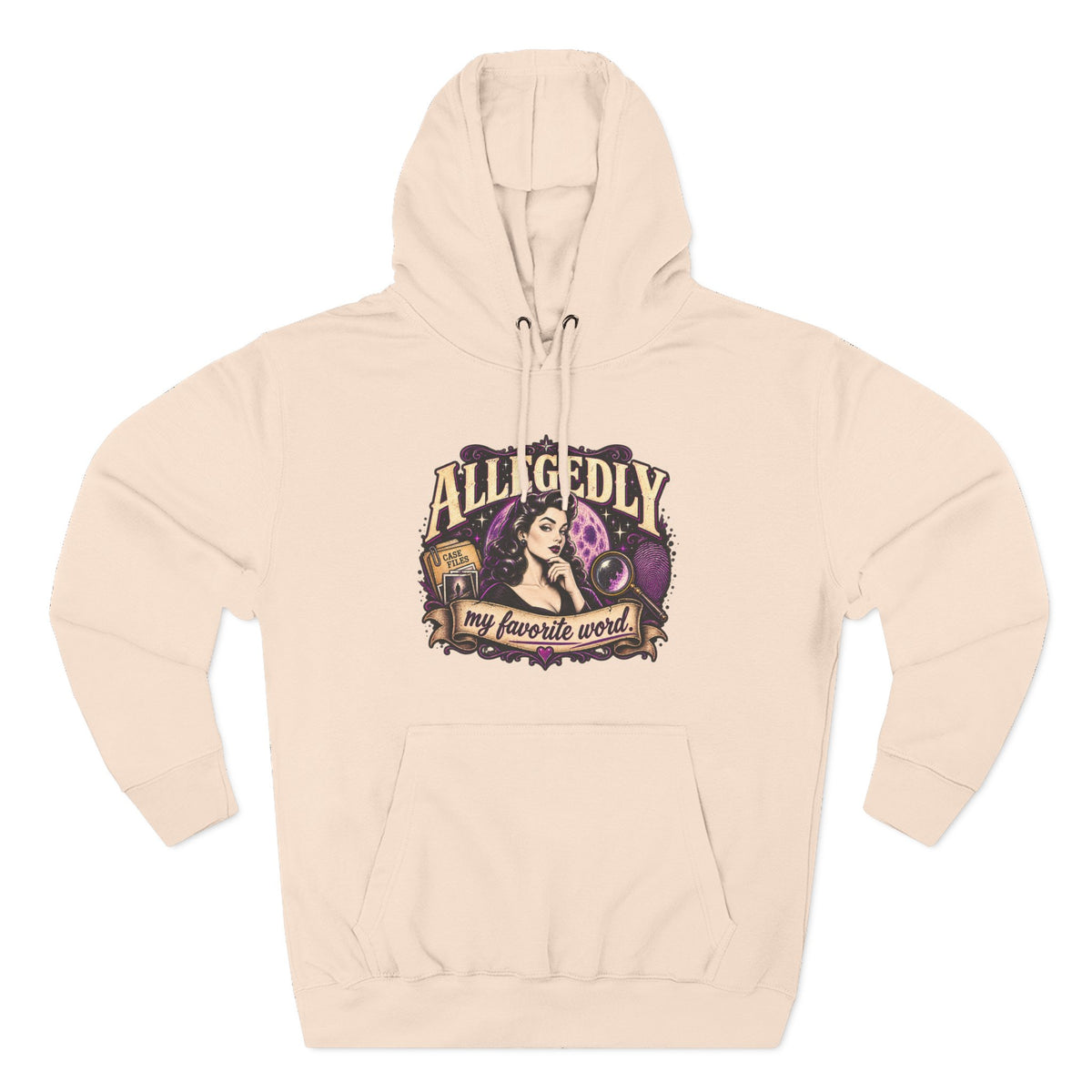 Hoodie — "Allegedly My Favorite Word" Retro Witch Graphic