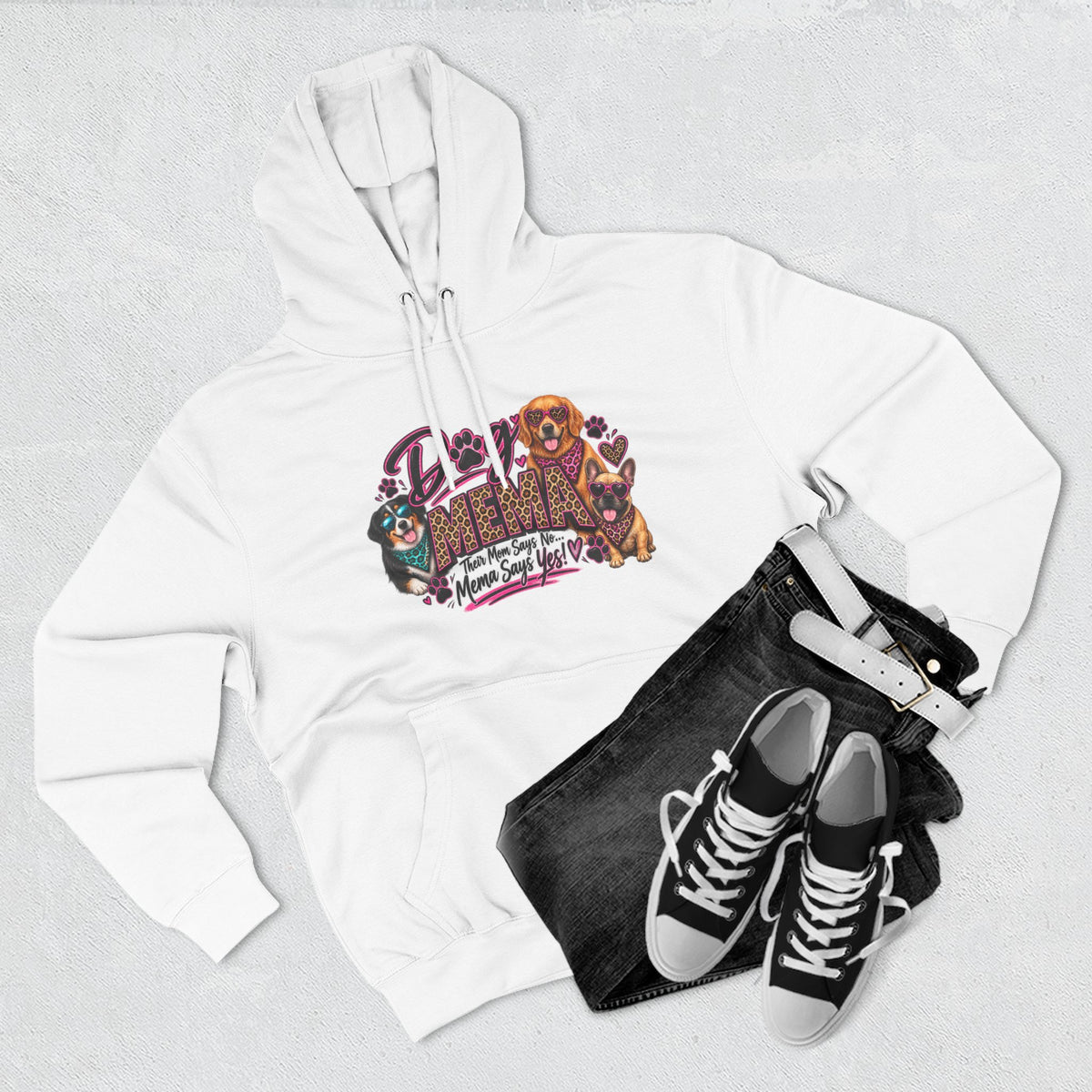 Dog Mema Hoodie — Cute Paw Print Graphic Pullover for Grandma Dog lovers