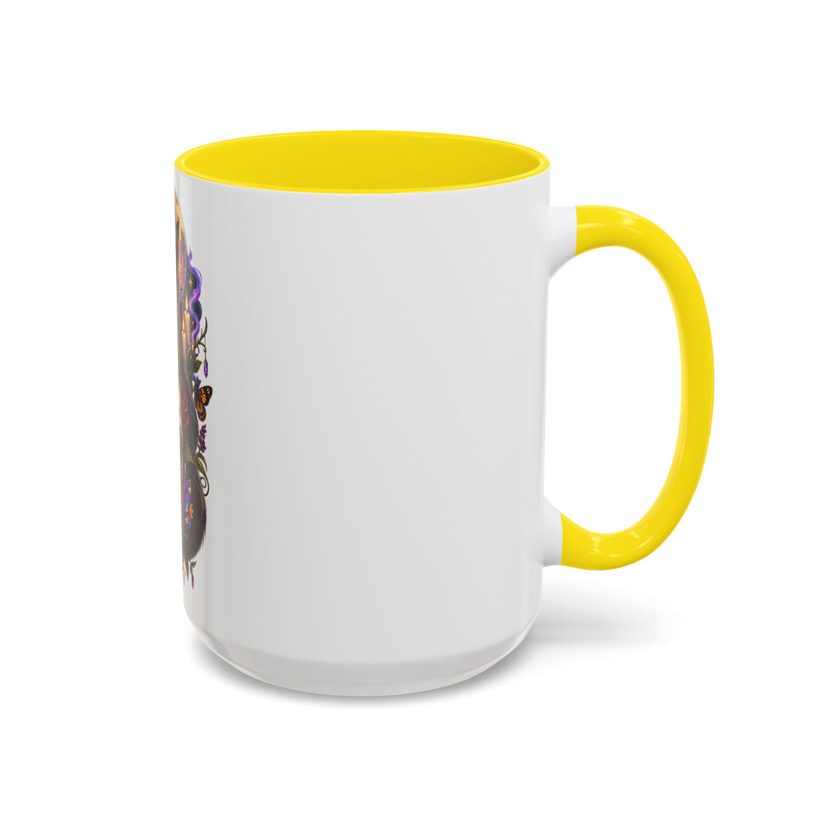 Black Cat & Skull Floral Accent Coffee Mug — Gothic Halloween Coffee Cup (11/15oz)