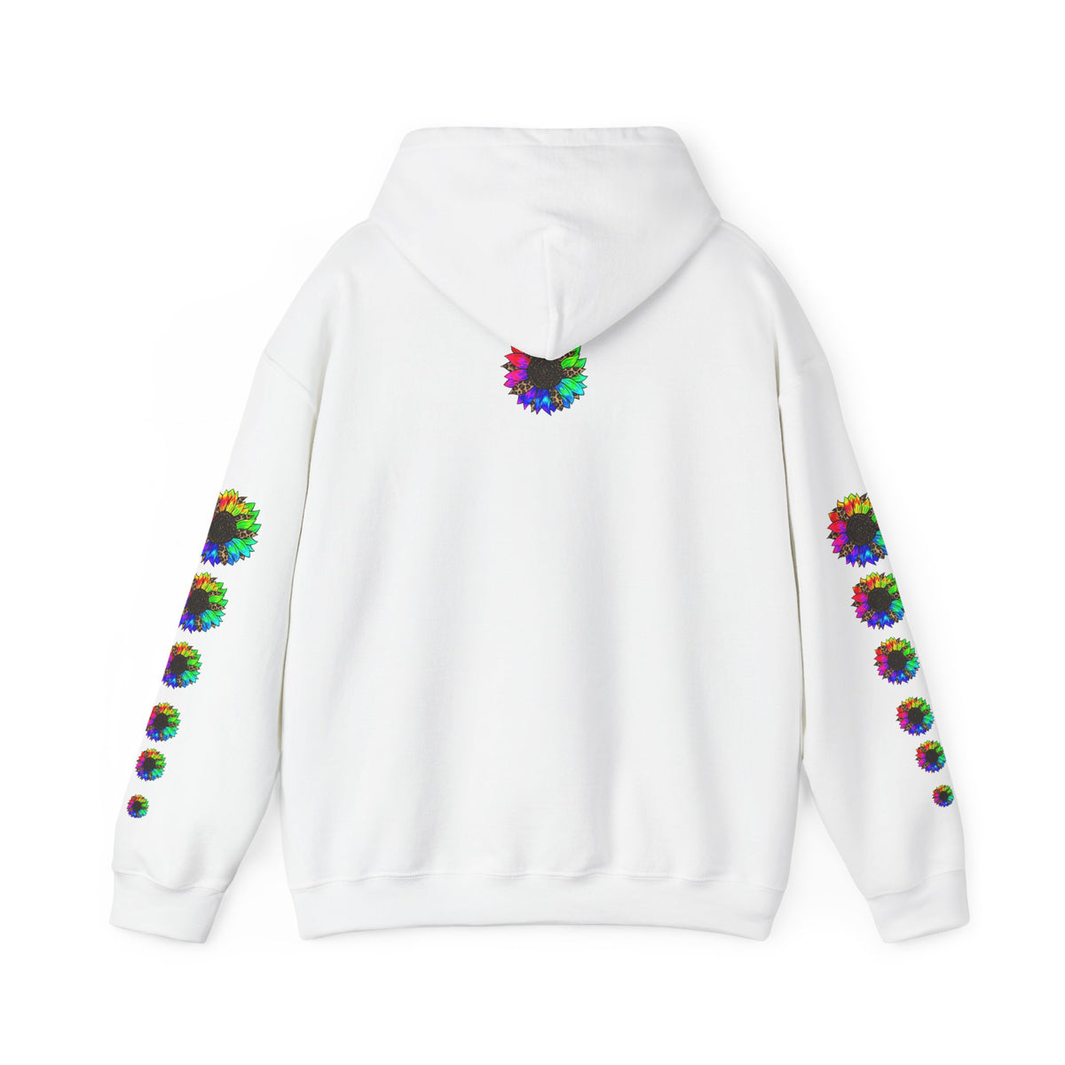 Inspirational Floral Hoodie – "Your Smile is Kind & Beautiful" Rainbow Sunflower Cozy Pullover