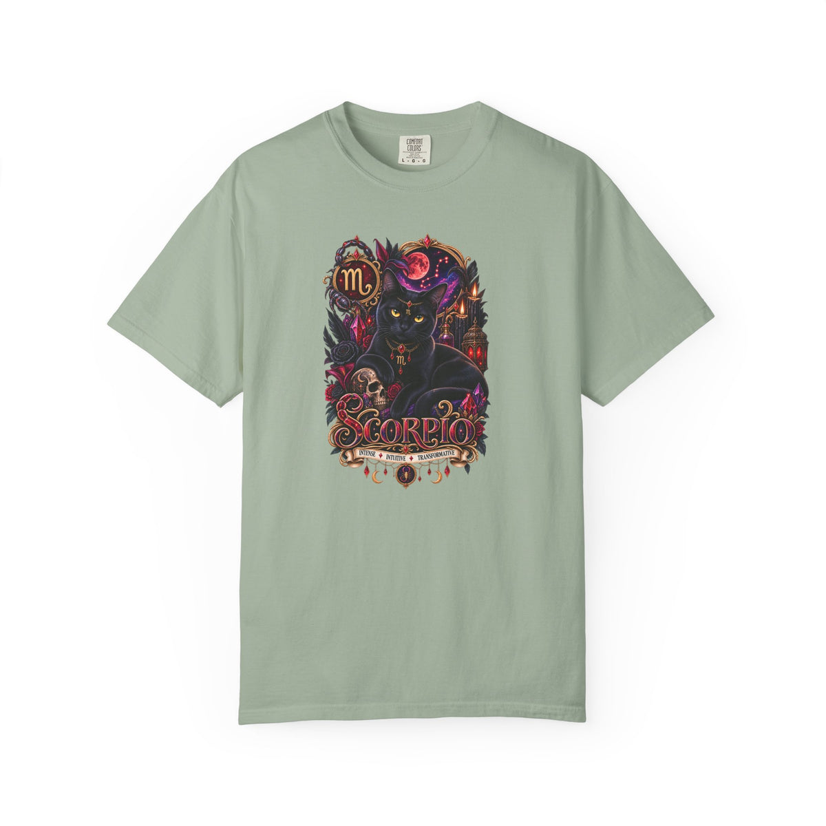 Scorpio Black Cat Zodiac T-Shirt — Dark Mystical Scorpio Graphic Tee