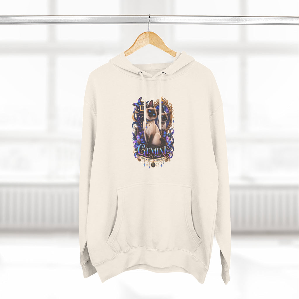 Gemini Siamese Zodiac Hoodie — Mystical Celestial Cat Astrology Design