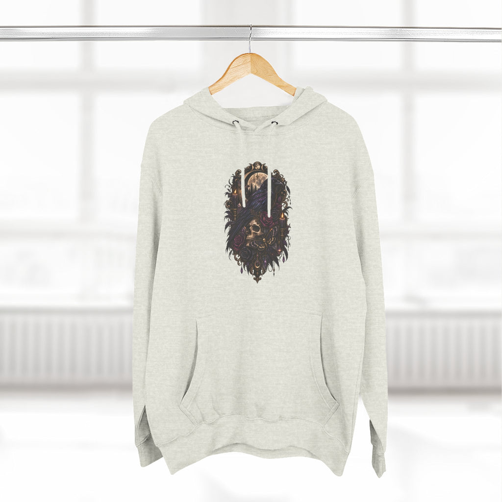 Raven Skull Graphic Hoodie — Gothic Fleece Pullover