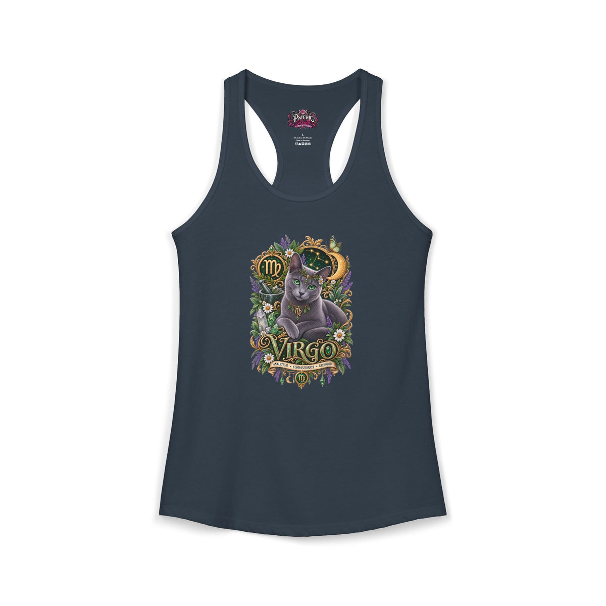 Virgo Russian Blue Zodiac Tank- Celestial Astrology Cat Lover Tank