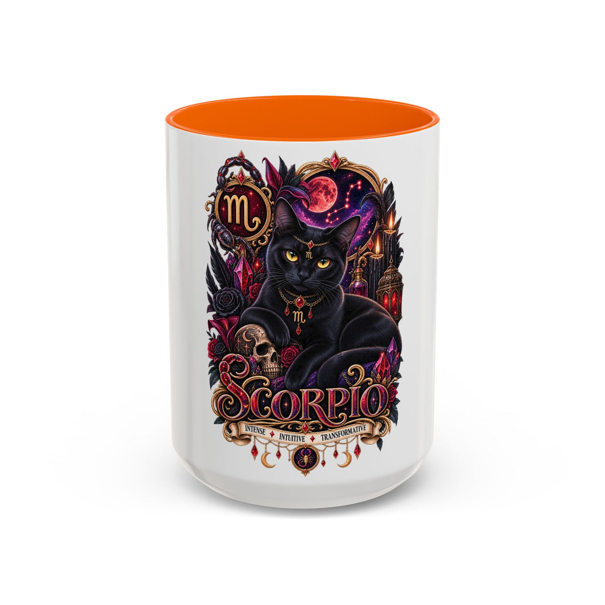 Scorpio Zodiac Black Cat Accent Coffee Mug – Astrology Gift (11oz & 15oz)