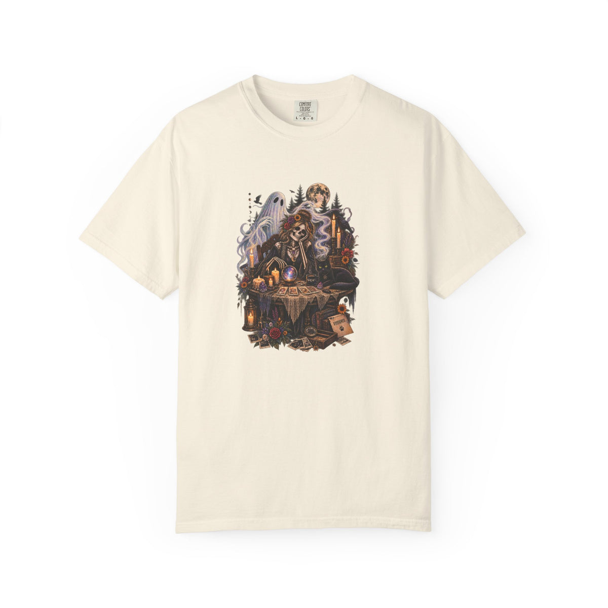 Tarot Seance Skeleton, Black Cat & Ghost Graphic Tee