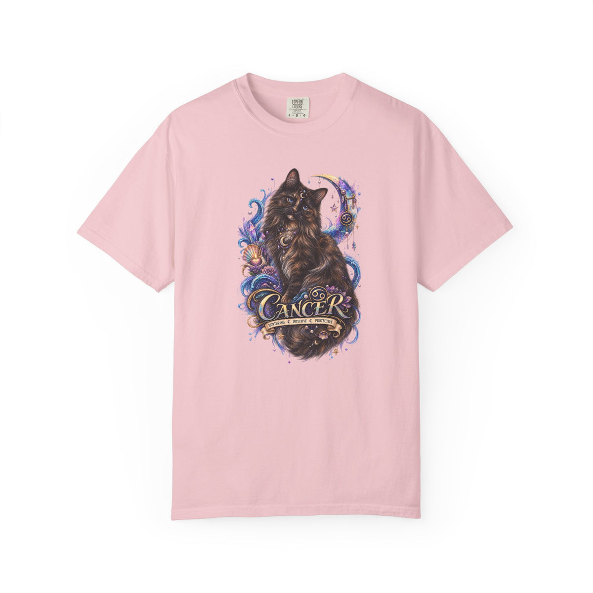 Cancer Zodiac T‑Shirt — Mystical Tortoiseshell   Cat Horoscope Design
