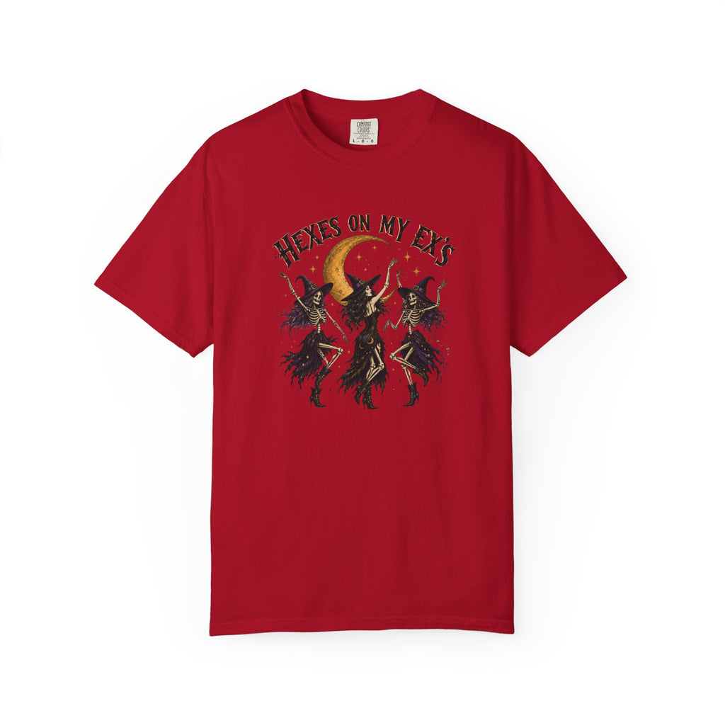 Witches and skeleton Graphic T-Shirt — "Hexes On My Ex's" Moon Witch Tee