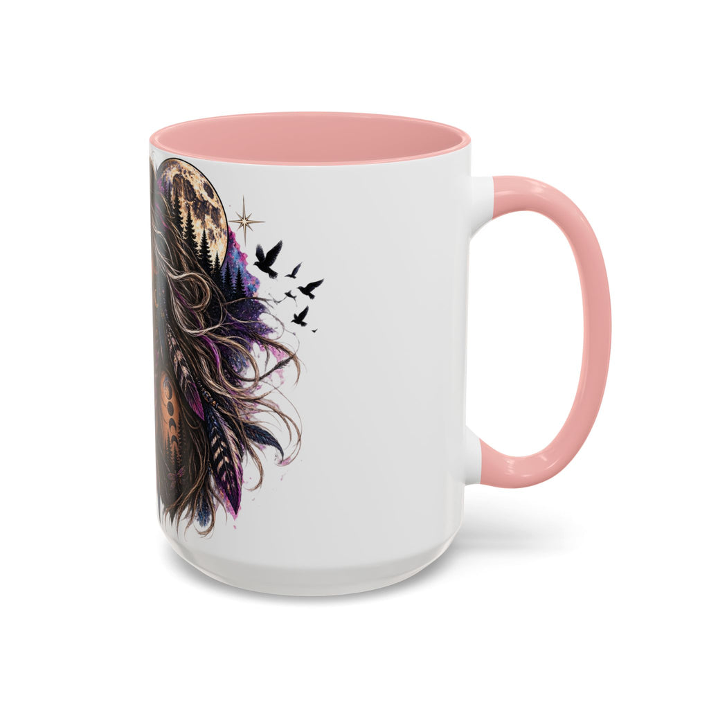 Feral Not Fragile Accent Coffee Mug — Wolf Goddess 11oz/15oz
