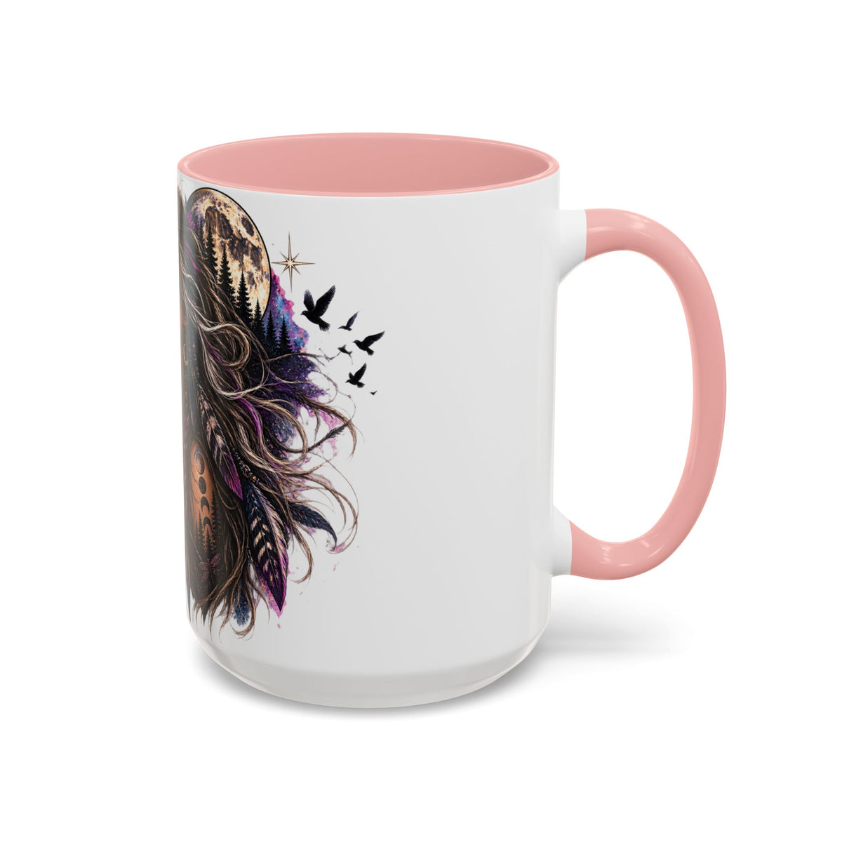 Feral Not Fragile Accent Coffee Mug — Wolf Goddess 11oz/15oz