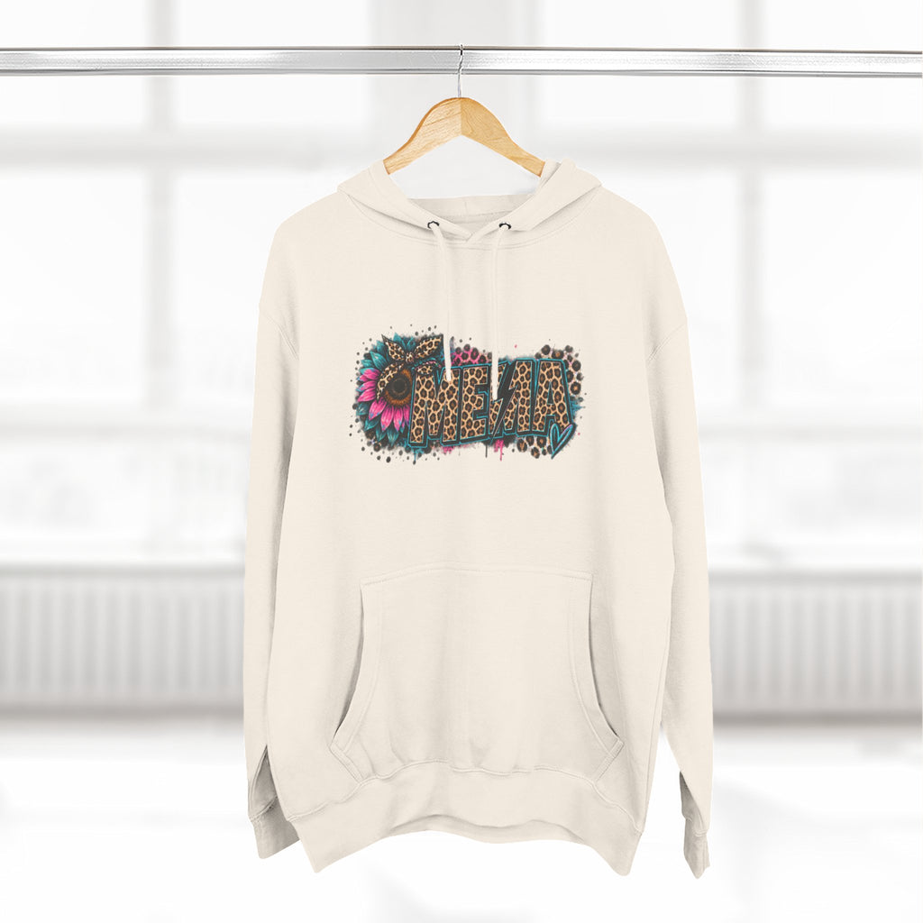 MEMA Leopard Floral Heat Hoodie — Cozy Fleece Pullover with Leopard & Flowers Design