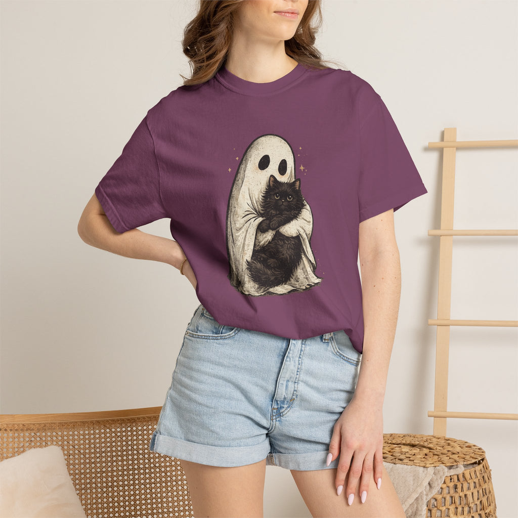 Ghost Hug T-Shirt — Cute Ghost Holding Cat Graphic Tee