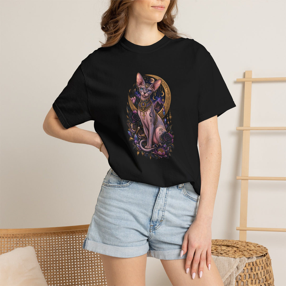 Egyptian Sphynx Moon cat Graphic T-Shirt