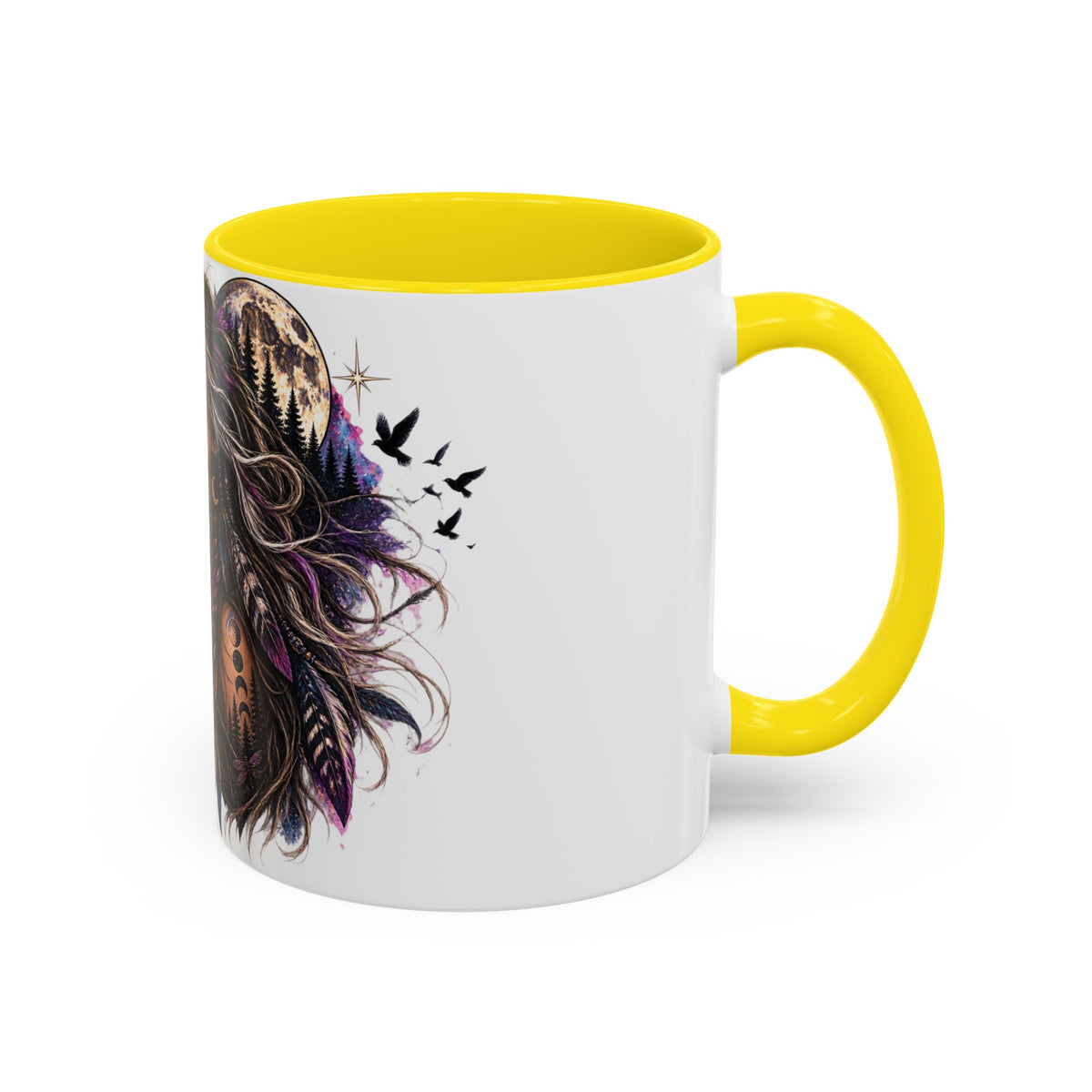 Feral Not Fragile Accent Coffee Mug — Wolf Goddess 11oz/15oz