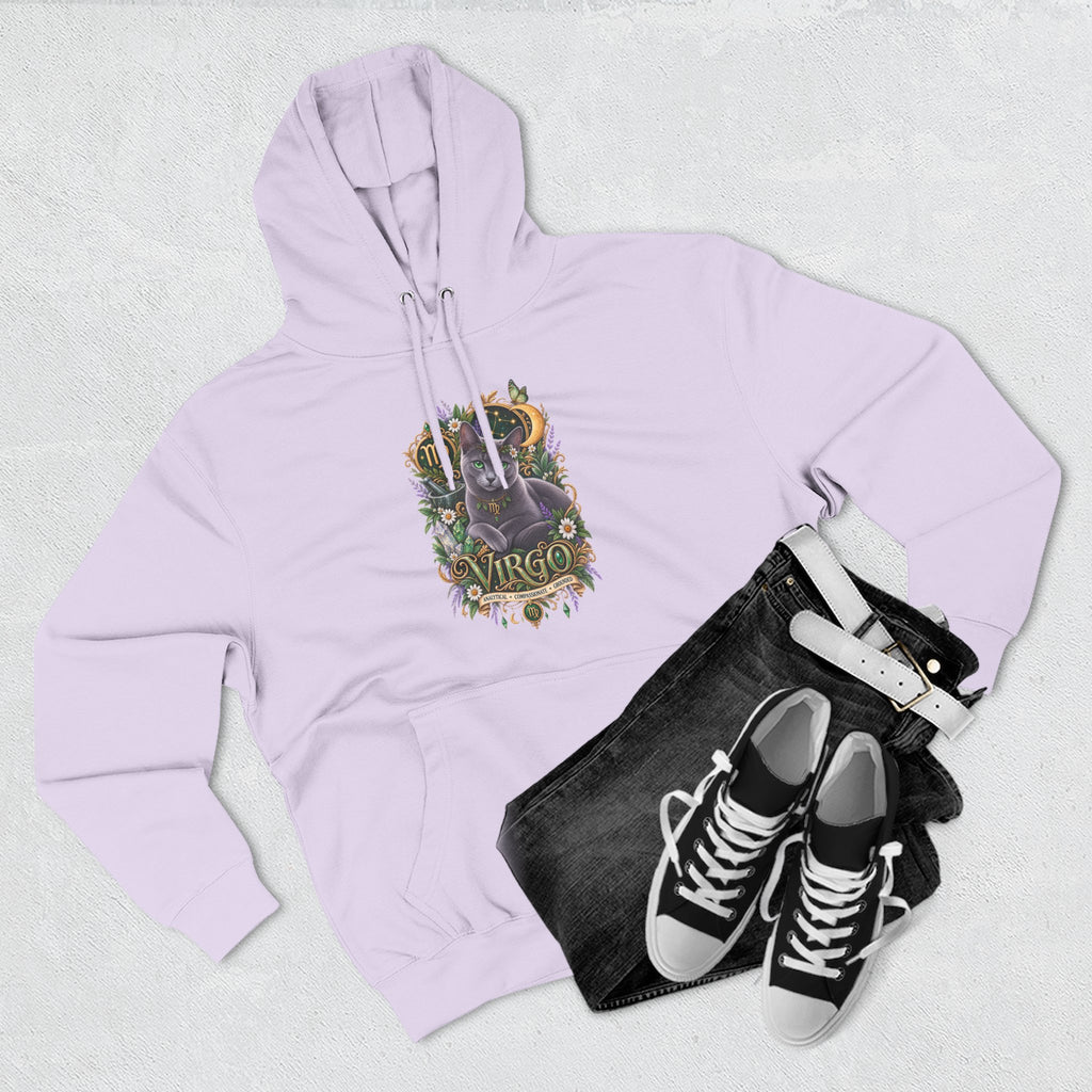 Virgo Russian Blue Cat Zodiac Hoodie — Astrological Virgo Horoscope Pullover