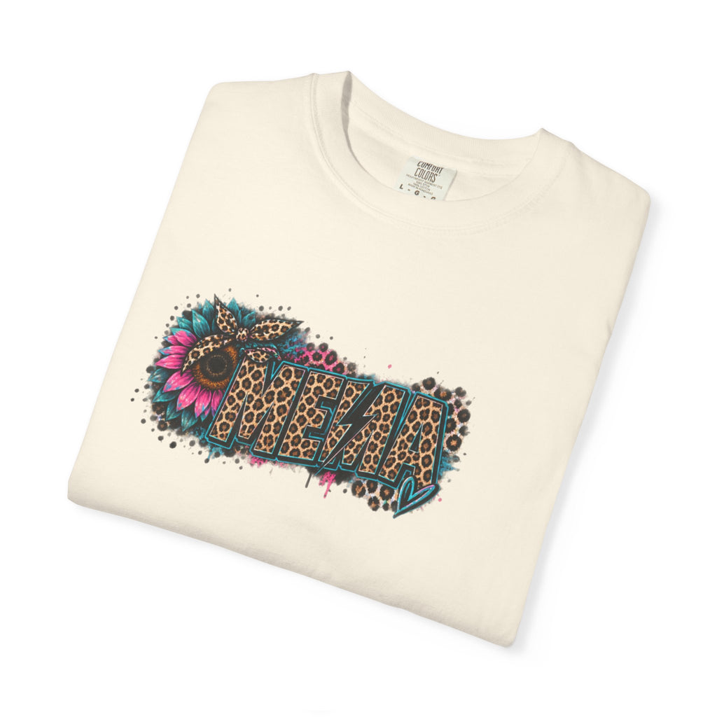 MEMA Leopard Floral Logo T-Shirt — Vintage Animal Print Graphic Tee
