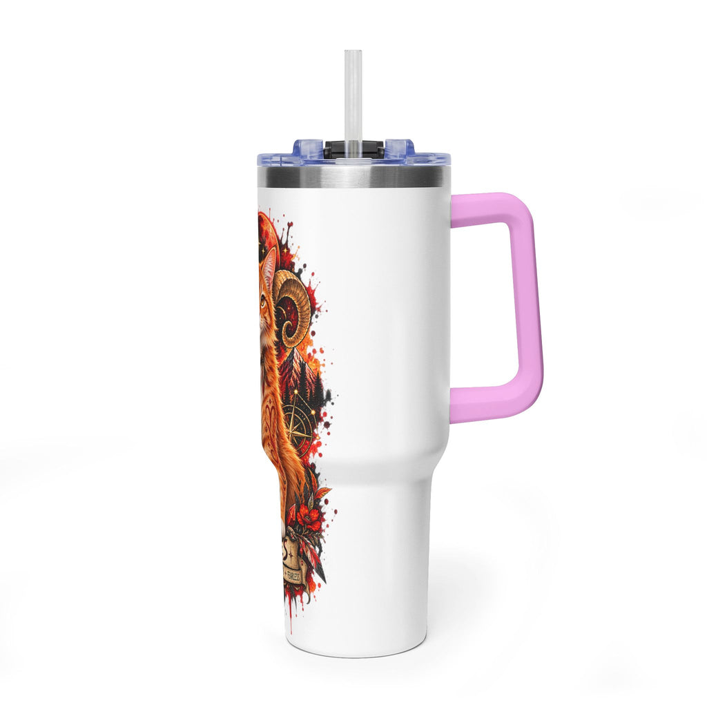 Aries Orange Tabby Cat Zodiac 40oz Tumbler – Astrological Stainless Travel Cup
