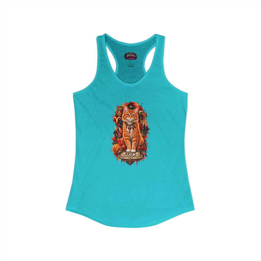 Aries Orange Tabby Cat Zodiac Tank- Celestial Astrology Cat Lover Tank