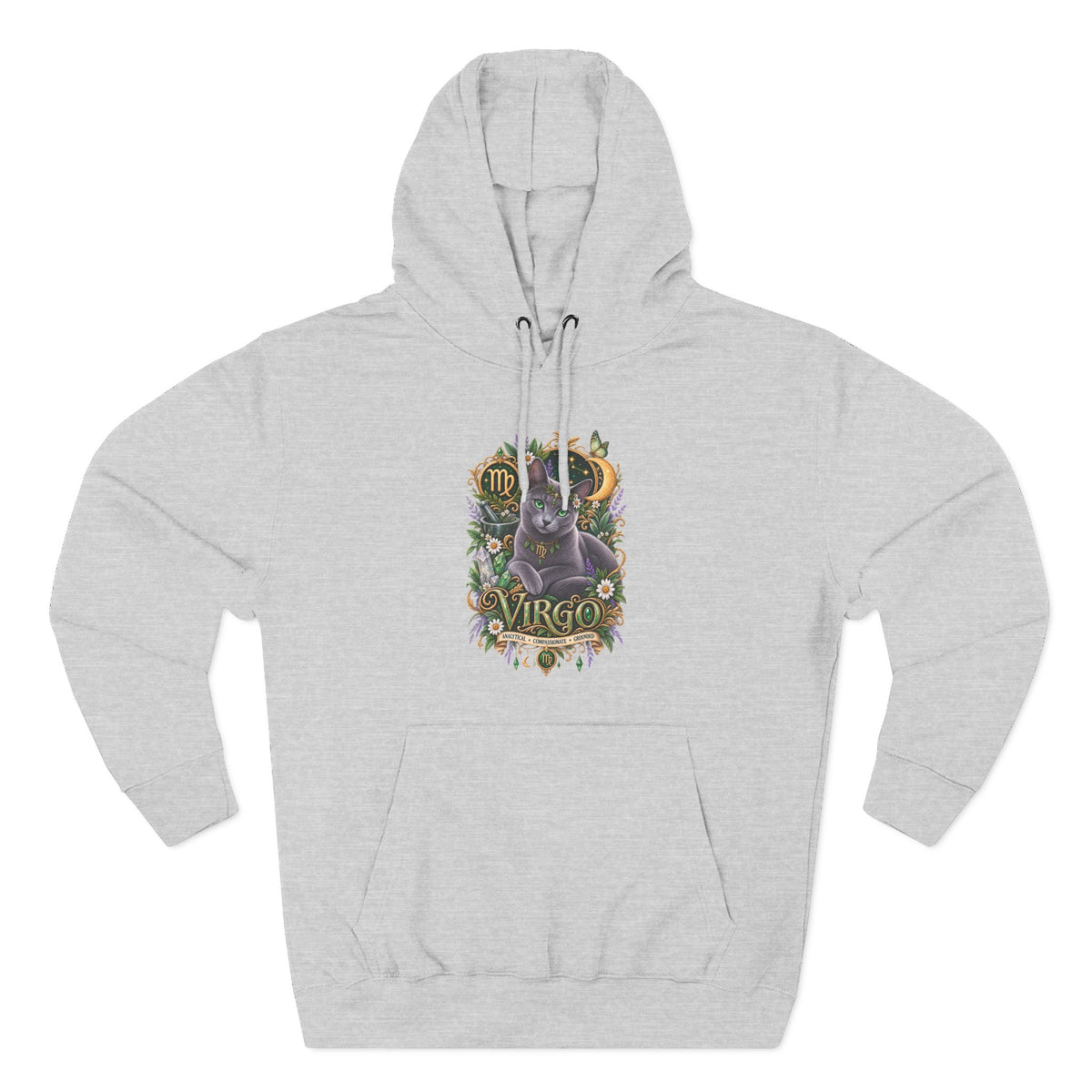 Virgo Russian Blue Cat Zodiac Hoodie — Astrological Virgo Horoscope Pullover