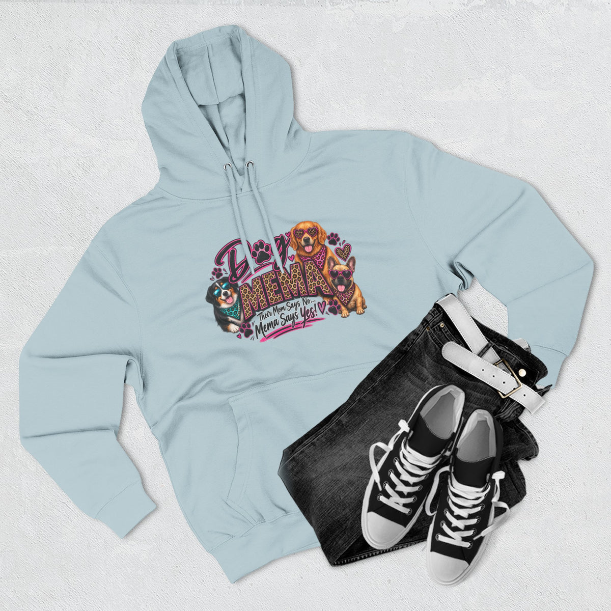 Dog Mema Hoodie — Cute Paw Print Graphic Pullover for Grandma Dog lovers