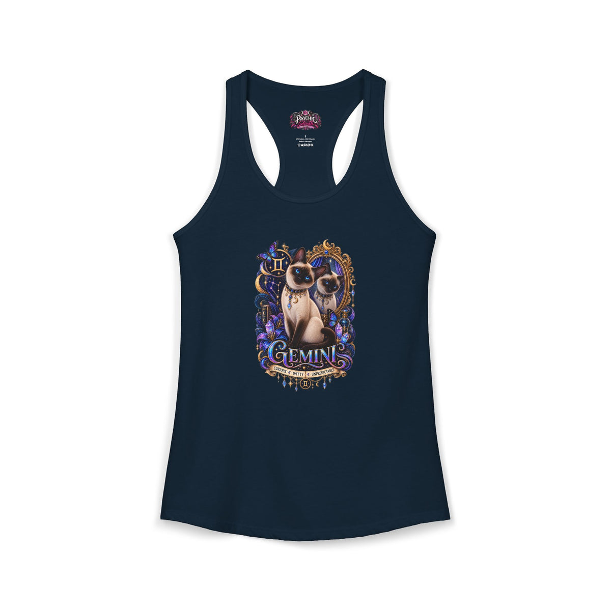 Gemini Siamese Cat Zodiac Tank- Celestial Astrology Cat Lover Tank