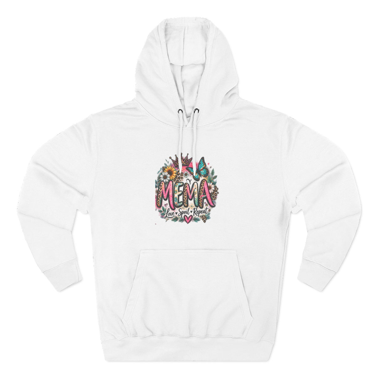 Mema Floral Hoodie — Cozy Fleece Pullover with Sunflower & Succulent Design