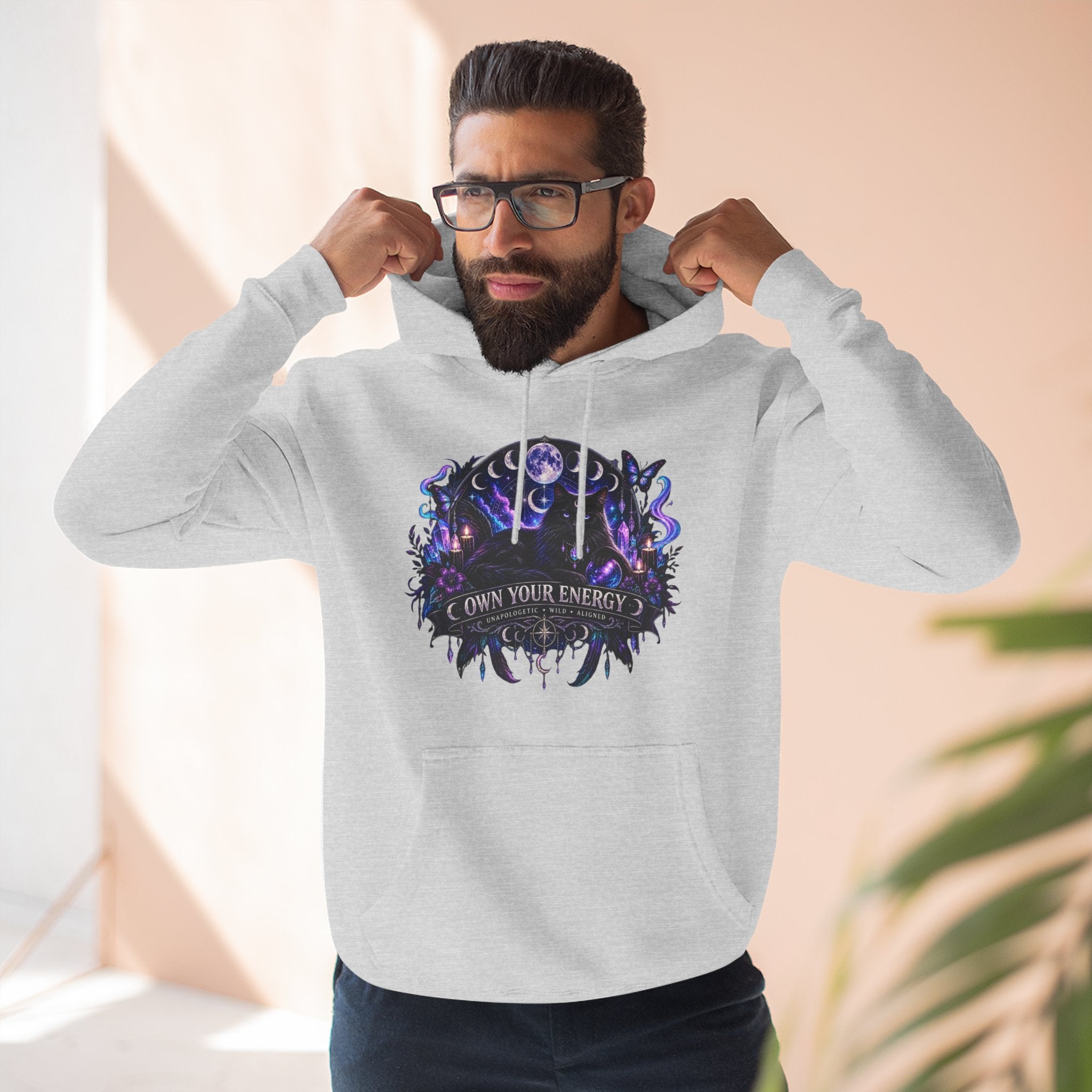 Mystical Black Cat Fleece Hoodie