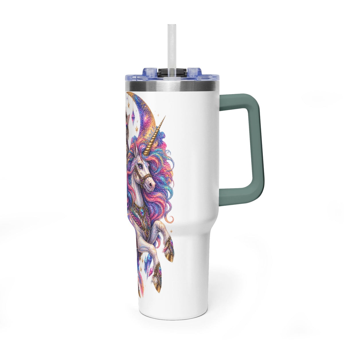 40oz Magical Unicorn Cat Tumbler – Colorful Fantasy Vacuum Insulated Cup
