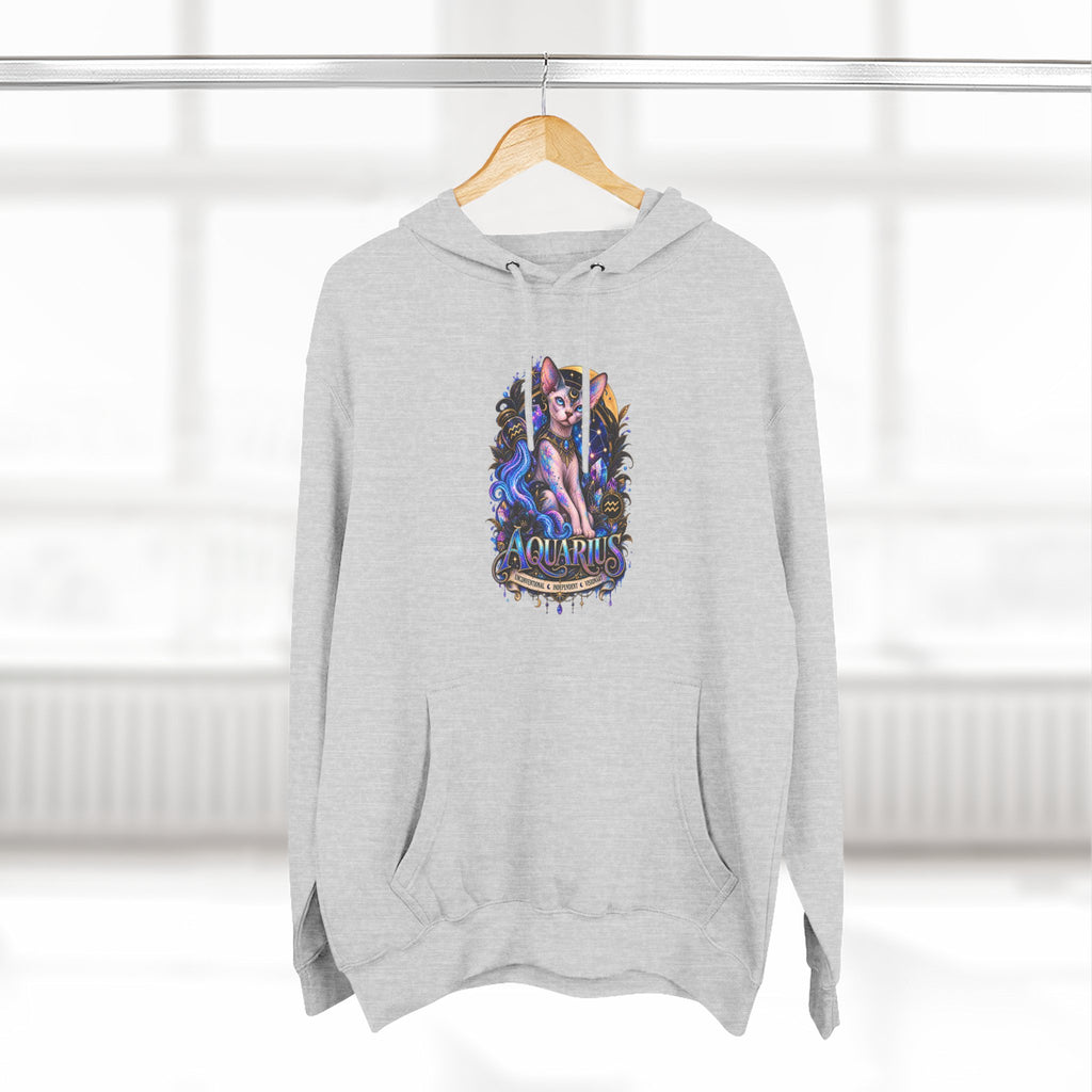 Aquarius Sphynx Cat Zodiac Hoodie- Celestial Astrology Cat Lover Sweatshirt