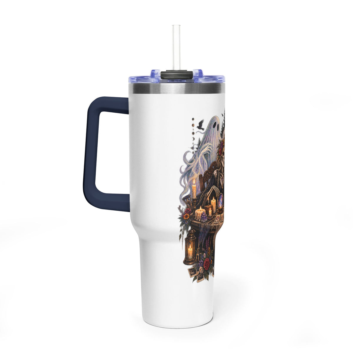 40oz Halloween Witch & Ghost Tumbler – Spooky Cottage Thermal Travel Mug