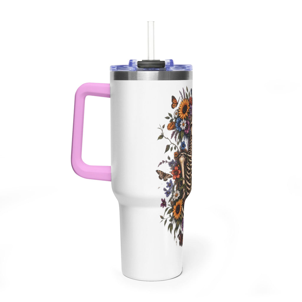 40oz Floral Skeleton Tumbler – Insulated Vacuum Travel Mug