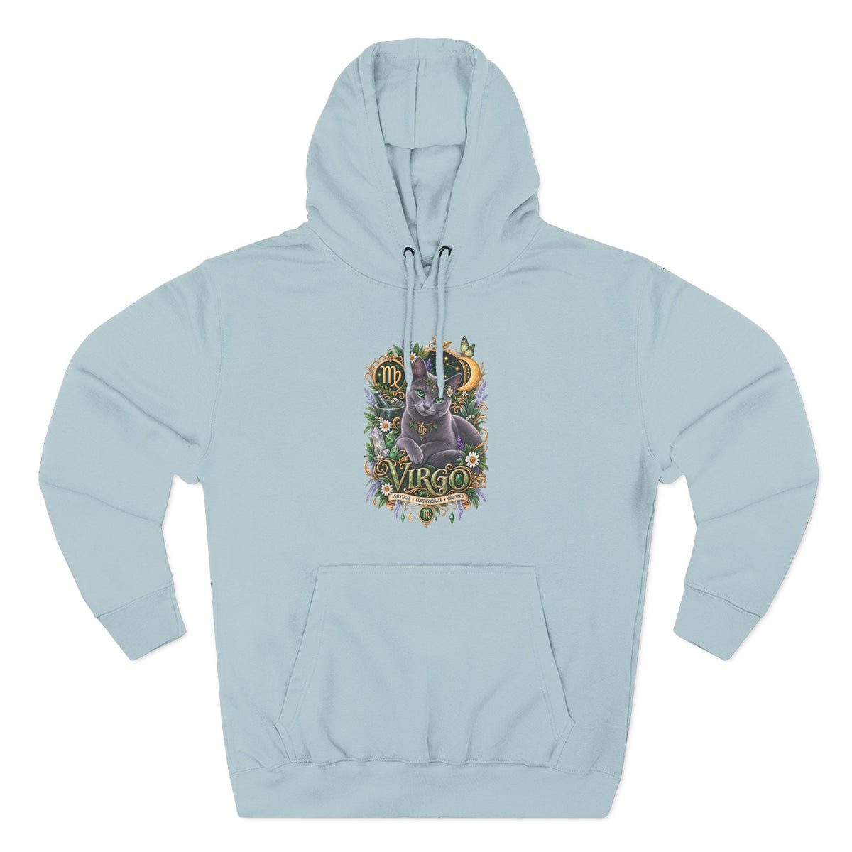 Virgo Russian Blue Cat Zodiac Hoodie — Astrological Virgo Horoscope Pullover