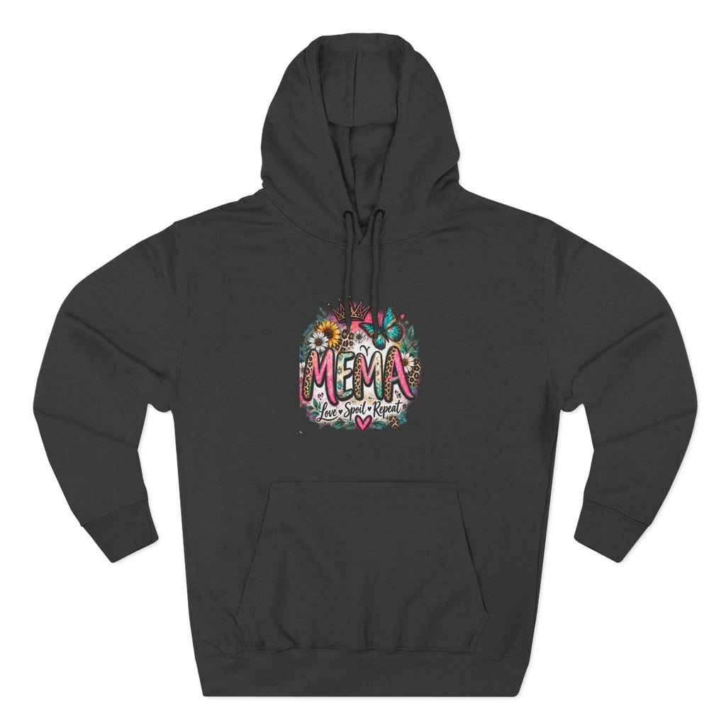 Mema Floral Hoodie — Cozy Fleece Pullover with Sunflower & Succulent Design
