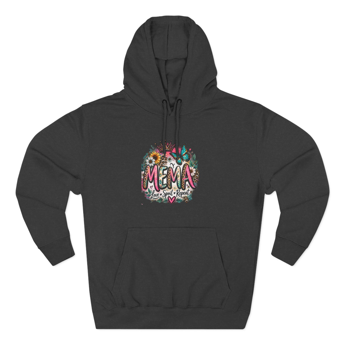 Mema Floral Hoodie — Cozy Fleece Pullover with Sunflower & Succulent Design