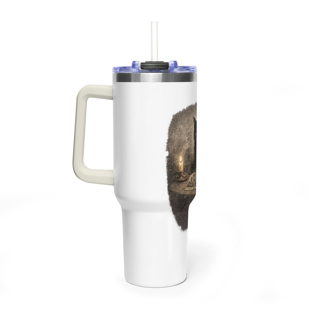 40oz Black Cat Tarot Tumbler — Witchy Tarot Coffee Travel Mug