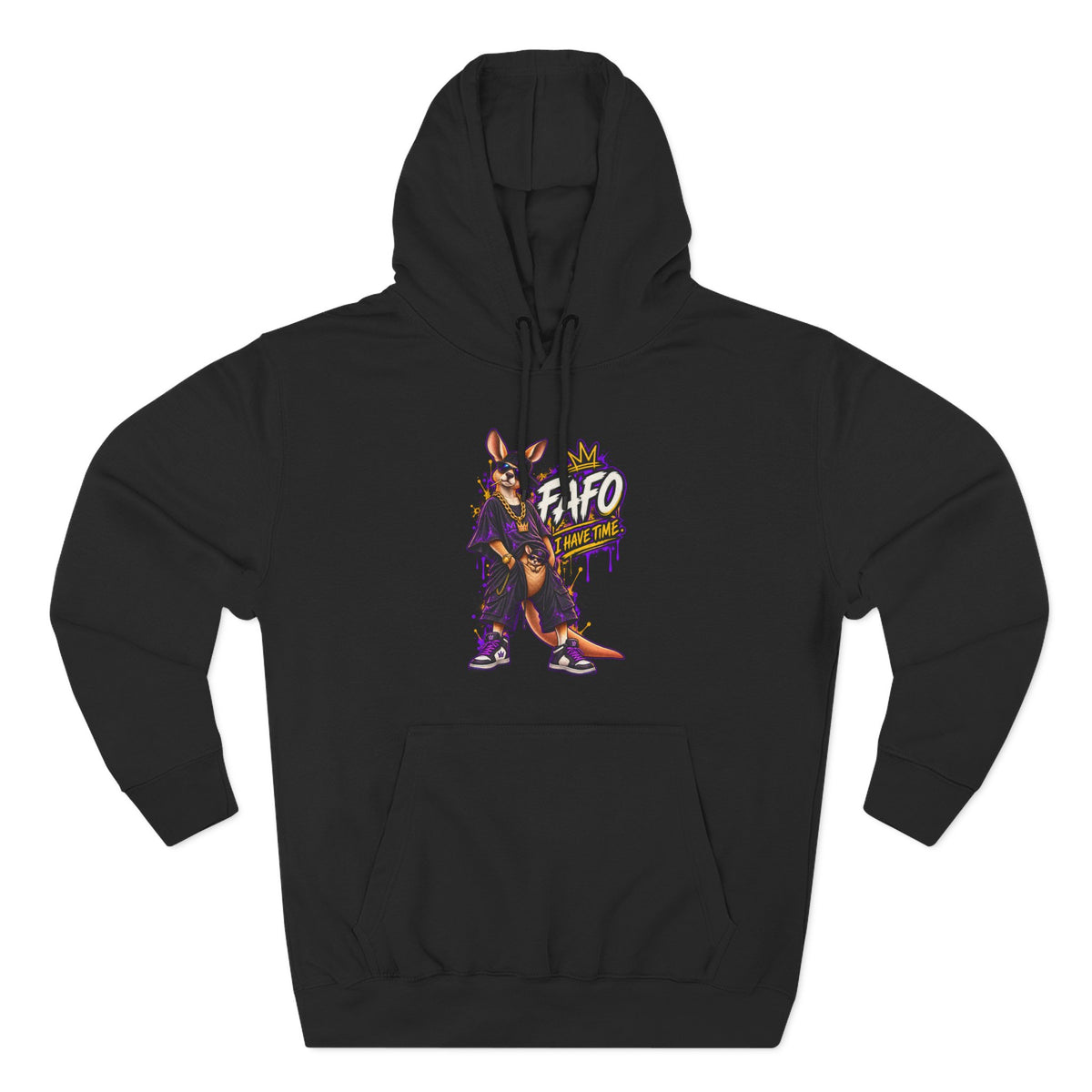 Streetstyle Kangaroo Graphic Hoodie — "FAFO" Retro Character Pullover