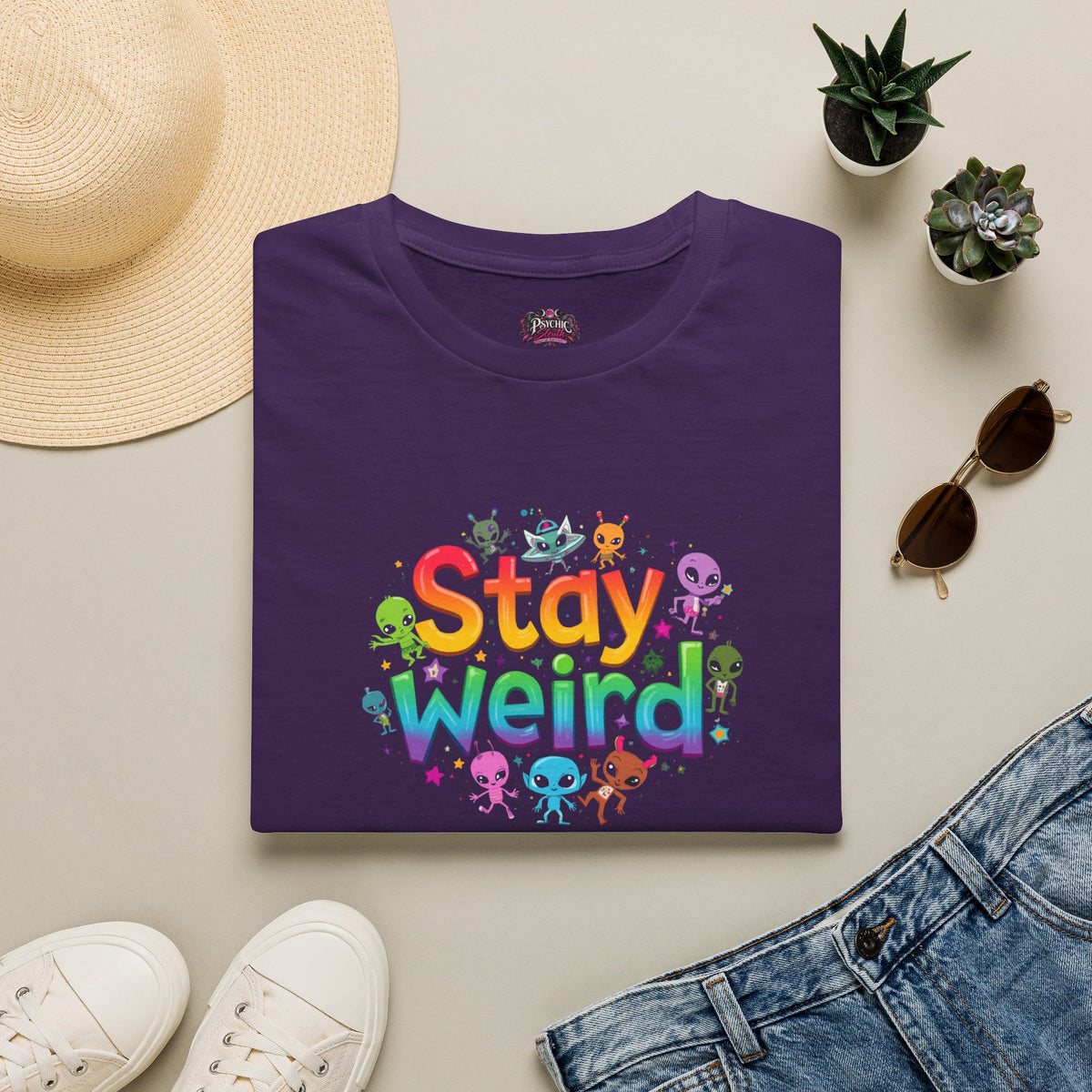 Stay Weird T-Shirt — Colorful Cute Alien Graphic Tee